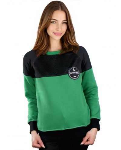 Damska Bluza Klasyczna Outsidewear "Combined" czrny/zielony