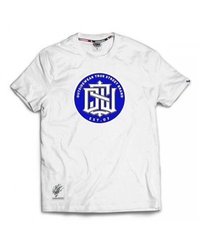T-shirt Outsidewear "Monogram" biały chabrowy