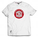 T-shirt Outsidewear "Monogram" biały czerwony